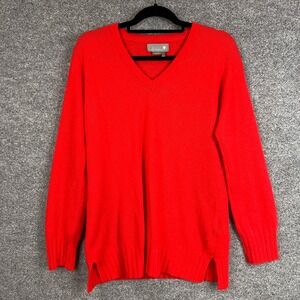 By Anthropologie Cashmere V-Neck Sweater Red Womens Size M